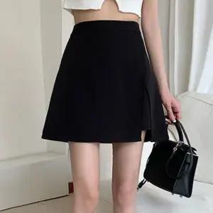 허리밴딩 봄여름 미니 트임 블랙 치마바지 랩스타일