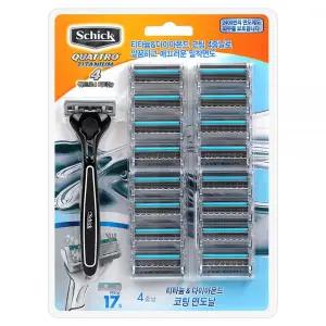 쉬크 쿼트로 4 티타늄 면도기 + 여분날 16p 세트, 1세트