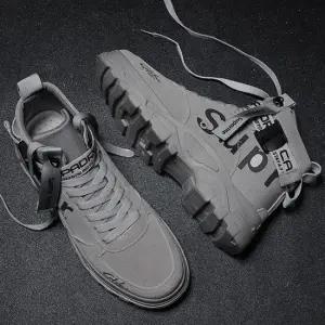 남자 4컬러 유니크 하이탑 스니커즈 키높이효과 워커 남성스니커즈 패션하이탑슈즈