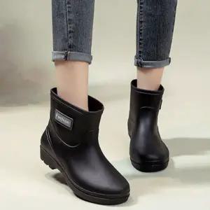 여성 장화 부츠 데일리 베이직 가벼운 여성 미들 부츠 짧은 미끄럼 장마철 작업용 발목 방수 작업 생활