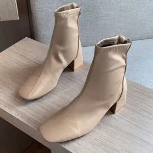 앵클 부츠 데일리 첼시 삭스 여성 앵클 부츠 지퍼 기본 워커 미들 슈즈 구두