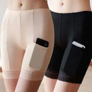 여성 하이 웨스트 속바지 주머니 레이스 팬티 여성 보정 속바지 속옷