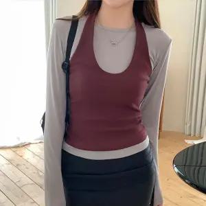 [코코블랑] 디어 홀터 레이어드 슬리브리스