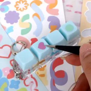 딸깍이 키보드 4구 키캡키링 블루