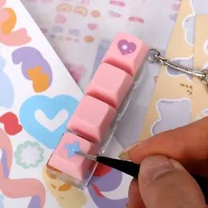 딸깍이 키보드 4구 키캡키링 핑크