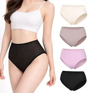 [모든GO]쿨 인견 팬티 빅사이즈 여성 편안한 데일리 4종세트 통기성 매쉬