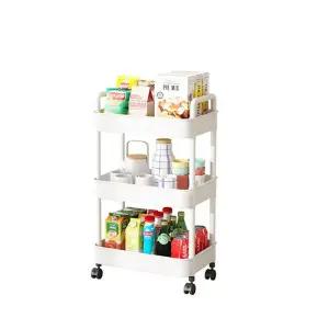 3단이동식 트롤리 거실 사무실 바퀴달린 수납 선반/이동식/기저귀/정리함/카트/무빙/주방/미용/트레이/3단