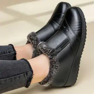 여자 겨울 엄마나들이외출신발 방한화 털 안감 로퍼 추울때 엄마 신발 패딩부츠방한화