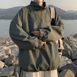 아노락세트 남성 넥라인 반폴라 밑단스트링조절 오버핏 아노락