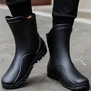 비올때신발 사이드 물결웨이브 디자인 사선 디테일 남성 레인부츠