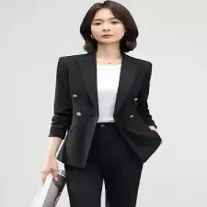 EAMT 여성 검정 정장세트 춘추 정장 세트 공무원 시험 코트 면접 작은 EUNG3