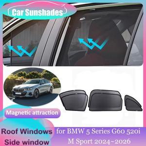BMW 5 시리즈 G60 520i M 스포츠 2024-2026 루프 윈도우 액세서리 용 마그네틱 차양 앞 유리 선 커튼 Sun V