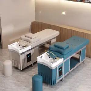 마사지침대 샴푸목받침 일자형 침대 업소용 헤드스파 강철 목욕탕 미용실 공식 의자 관리실