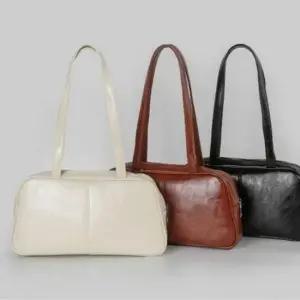 [패션] 여성 심플 가죽 숄더백 1P 롱스트랩 오피스 가방