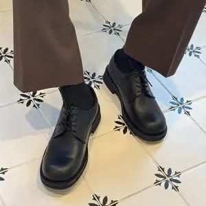 [디아]네드 국산 남자 무광 블랙 빅사이즈 레이스업 더비 로퍼 4cm