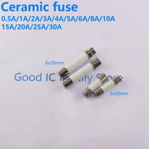 10pc 5x20 6x30 도마그네틱 고속 느린 블로우 튜브 유리 퓨즈 키트 0.5A 1A 2A 3A 4A 5A 6A 7A 8A 125V 구