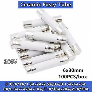 10100PCS 세라믹 퓨즈 튜브 F 고속 6x30 250V 0.5A 2A 3.15A 4A 5A 6A 7A 8A 30A 보호 보험 그룹