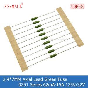 축리드 그린 퓨즈 0251 고속 블로우 PICO 저항 LF 62mA 125mA 0.5A 1A 3A 4A 7A 125 V 32V 2.4x7mm 10 개