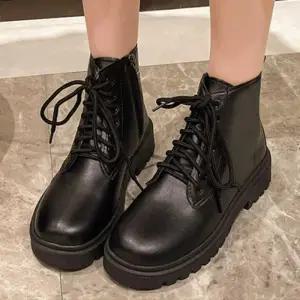 여성 통굽 부츠 하이탑 키높이 발목 신발 워커