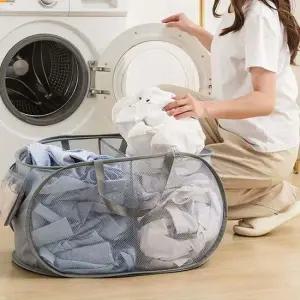 빨래 통 바구니 그레이 접이식 세탁 수거 빨래바구니 세탁바구니 2칸