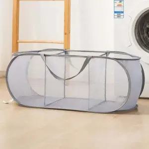 빨래 3칸 수거 접이식 통 빨래바구니 세탁바구니 그레이 바구니 세탁