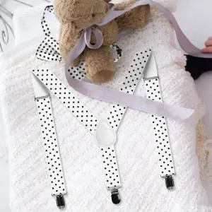 ZF 어린이 땡땡이 멜빵 화이트