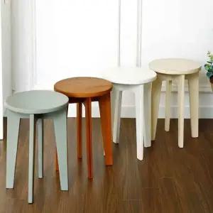 스텝 원형 스툴 화장대 빈티지 원목 나무 우드 미니