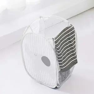 grey 재활용바구니 대용량빨래바구니 매쉬 이동식 세탁물 햄퍼 바구니 접이식