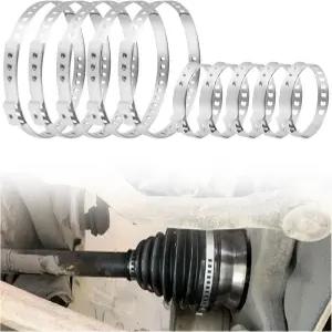 SSNNNUU 10PCS CV 부트 클램프 키트에는 5PCS 소형 및 대형 호스 조절식 스테인리스 스틸 스티어링 먼지