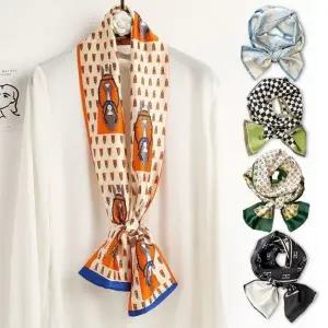 깔끔한 패턴 실크 봄 가을 직사각 스카프 18종 스카프 여름 여성 봄