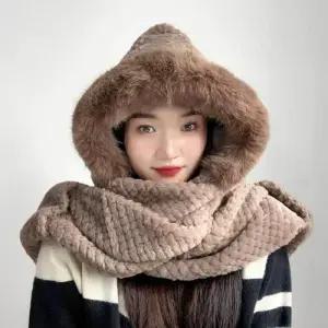 일체형 머플러 후드 브라운 후드머플러 WFG29C0