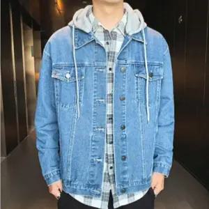 남성용 데님 후드 탈착 재킷 봄철 캐주얼 진청 아우터 셔츠형자켓 청자켓 봄아우터 봄점퍼 봄자켓