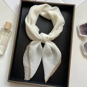 여성 컬러 쉬폰 쁘띠 스카프 봄 가을 간절기 사각 머플러 고급 선물용 정사각 70x70