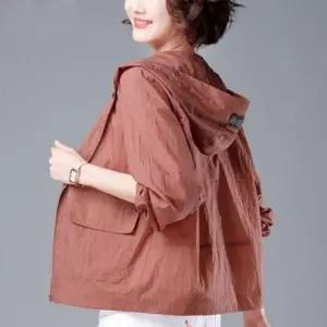 후드 점퍼 여성 아노락 바람막이 여름 봄 가을 잠바 여성 여름 단추 골지 수영복 휴가 봄 가디건