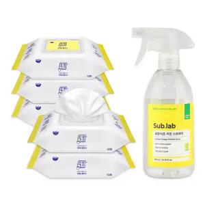 자우버 주방 다용도클리너 50매입 5개+서브랩 레몬식초 키친 스프레이 500ml 1개