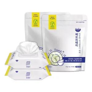 자우버 주방 다용도클리너 50매입 2개+에브리데이 식기세척기 세제 60개입 2개