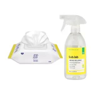 자우버 주방 다용도클리너 50매입+서브랩 레몬식초 키친 스프레이 500ml