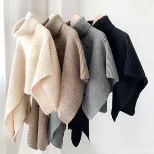 니트 숄 케이프 터틀넥 레이어드 스타일링 패셔너블 WFG3YQ6