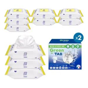 자우버 주방 다용도클리너 50매입 10개+그린탭 식기세척기 세제 타블렛 30개입 2개