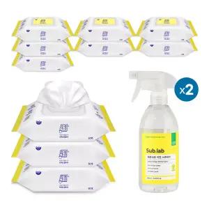 자우버 주방 다용도클리너 50매입 10개+서브랩 레몬식초 키친 스프레이 500ml 2개