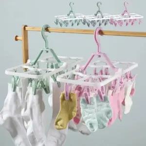 다용도 손수건 양말 접이식 미니 집게 달린 건조 걸이