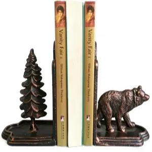 곰 책꽂이 장식용 헤비 듀티 주철 및 나무 거실 홈 데코 오피스 앤티크 브론즈 1쌍/2피스용 곰책꽂이