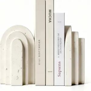 헤비 북 베이지 모던 플레잉 레이어드 아치 디자인 미학 북엔드 장식 책장 홈 데코 오피스 데코를 위한