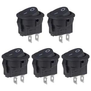 벡성가 원형 로커 스위치 2 핀 토글 AC 10A 스퀘어 팩 250V 오프 온 5개들이 블랙 125V 서클 6A