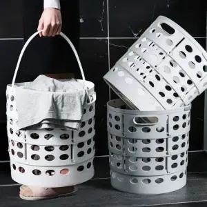 빨래바구니 세탁바구니 수거 세탁물 바구니 손잡이 접이식