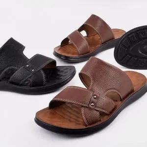 남성 가죽 슬리퍼 사무실 편한용슬림한