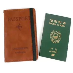 [라일리] Rly 여권 케이스 갈색 여권커버 여권파우치 가족여권지