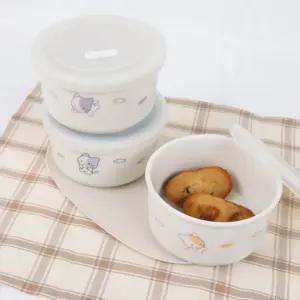 블루마마 유아식기 도자기 밀폐 용기 고양이 400mlX3 BNA