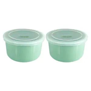 블루마마 유아 도자기 이유식 밀폐 용기 400ml 민트X2 BNA