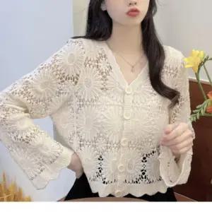 여름가디건 플라워 레이스 수영복 커버업 가디건 여름 데일리 숏로브